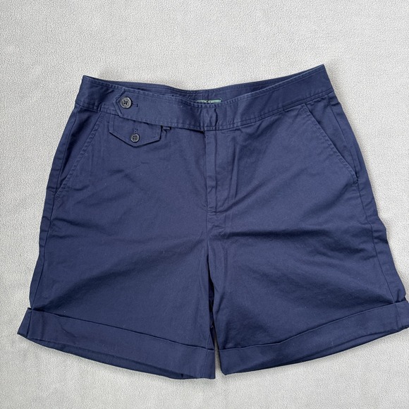 Lauren Ralph Lauren Pants - Lauren Ralph Lauren Shorts Womens 10 Navy Chino Cuffed Stretch Casual Coastal